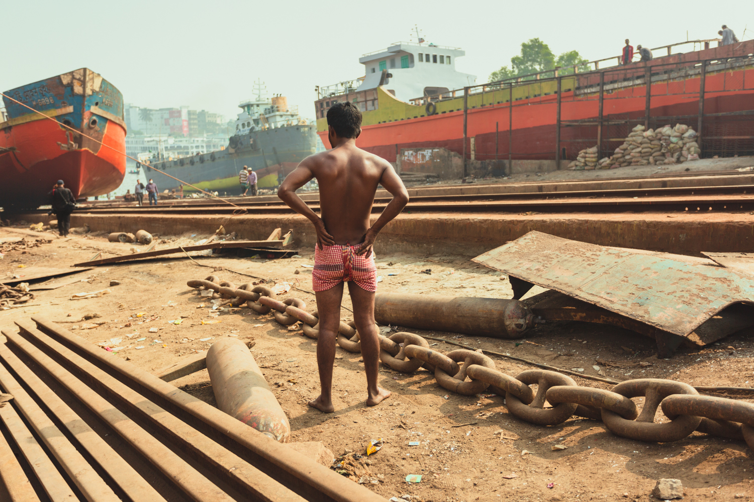 Viewing arrival of new repair project at Dhaka, Bangladesh Shipyard.