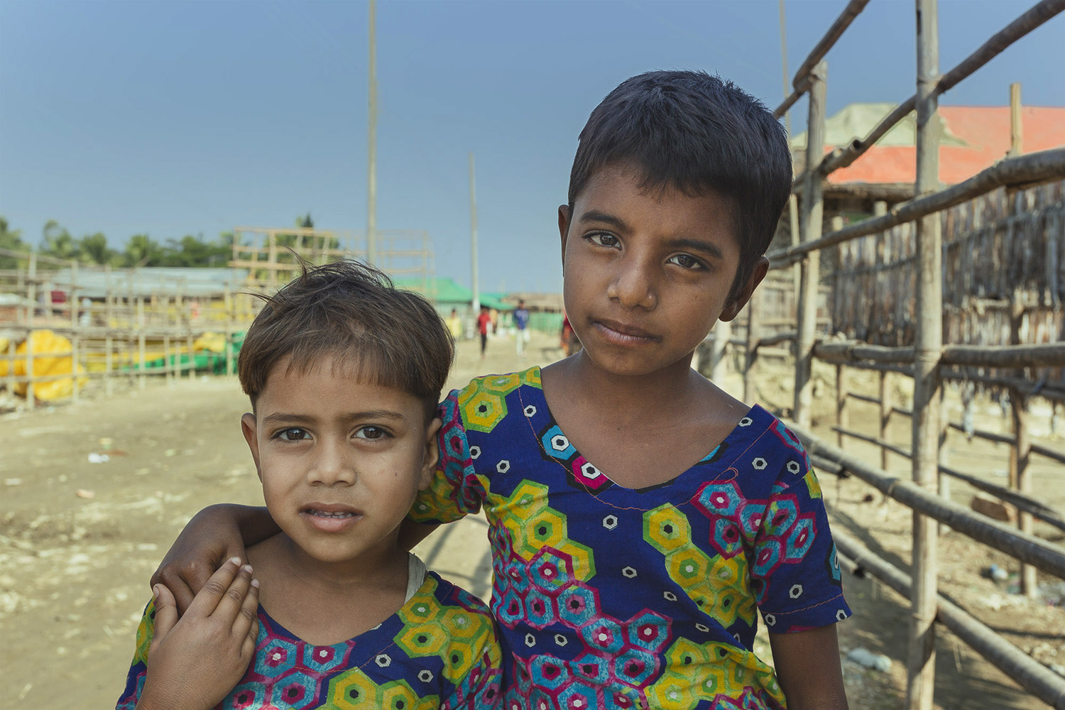 Children of families who live and work at Dhaka - Bangladesh Dried Fish Village.