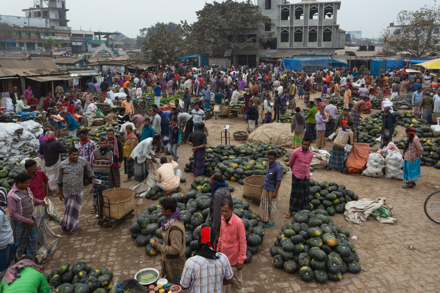 Busy, bustling vegetable markets in Dhaka, Bangladesh.